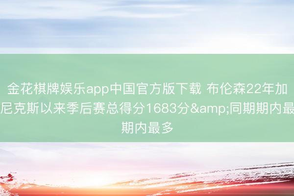 金花棋牌娱乐app中国官方版下载 布伦森22年加盟尼克斯以来季后赛总得分1683分&同期期内最多