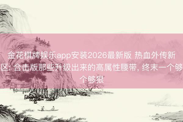 金花棋牌娱乐app安装2026最新版 热血外传新百区: 合击版那些升级出来的高属性腰带， 终末一个够狠