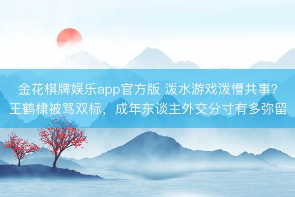 金花棋牌娱乐app官方版 泼水游戏泼懵共事？王鹤棣被骂双标，成年东谈主外交分寸有多弥留