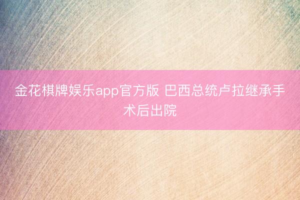 金花棋牌娱乐app官方版 巴西总统卢拉继承手术后出院