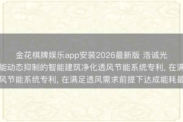 金花棋牌娱乐app安装2026最新版 浩诚光电请求基于东谈主工智能动态抑制的智能建筑净化透风节能系统专利， 在满足透风需求前提下达成能耗最优